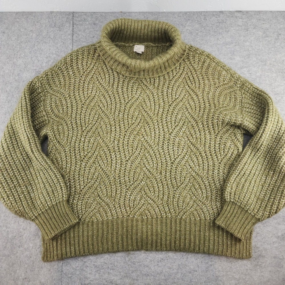 A New Day Green Turtleneck Chunky Knit Pullover Sweater Womens Medium‎